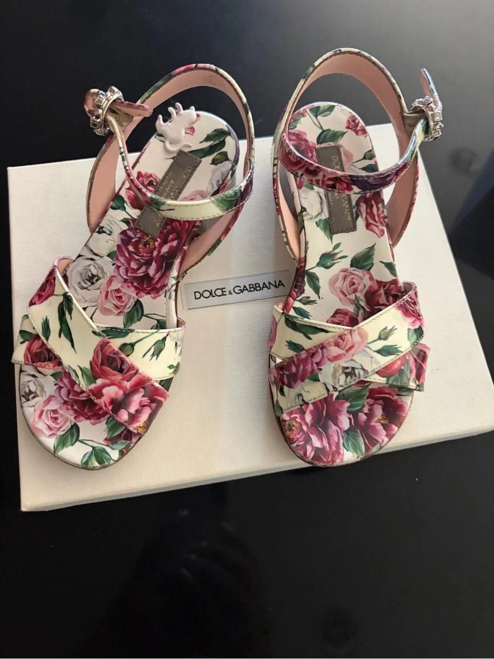 Dolce & Gabbana Floral Ankle-Strap Sandals - Pink/Green